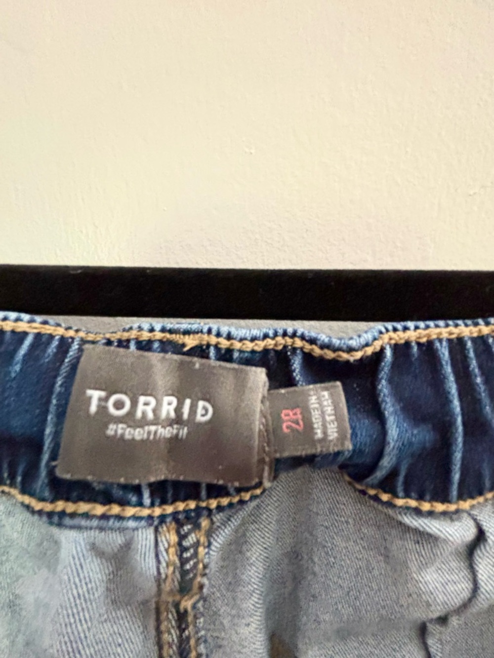 torrid Feel The Fit Dark Blue Distressed Straight Leg Jeans - Picture 7 of 9